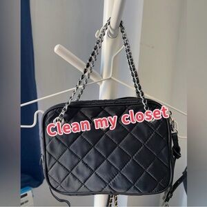 Black Quilted Chain Strap Bag